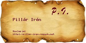 Pillár Irén névjegykártya